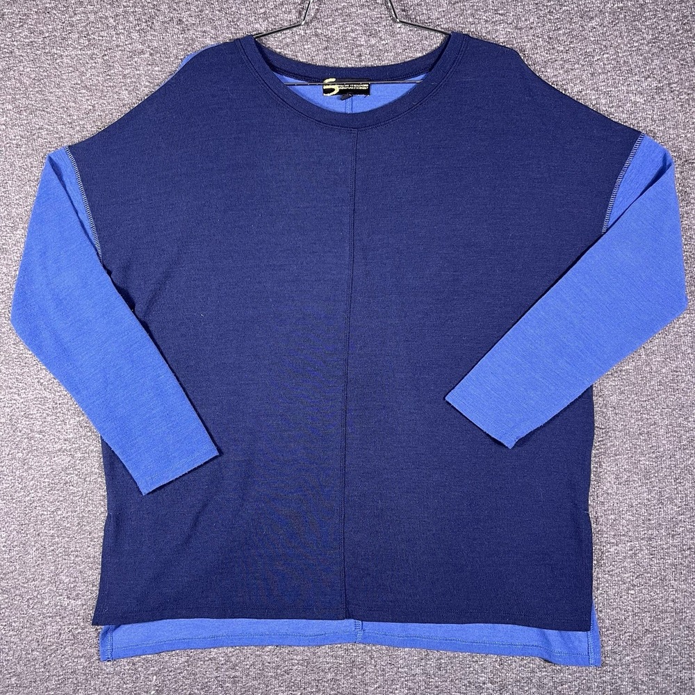 Serena Williams Tunic Top Womens M Navy Blue Colorblock Casual Oversized Knit